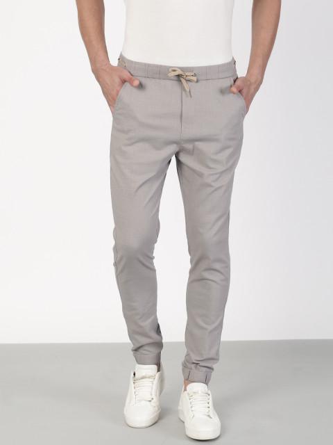 ether Men Grey Regular Fit Solid Joggers