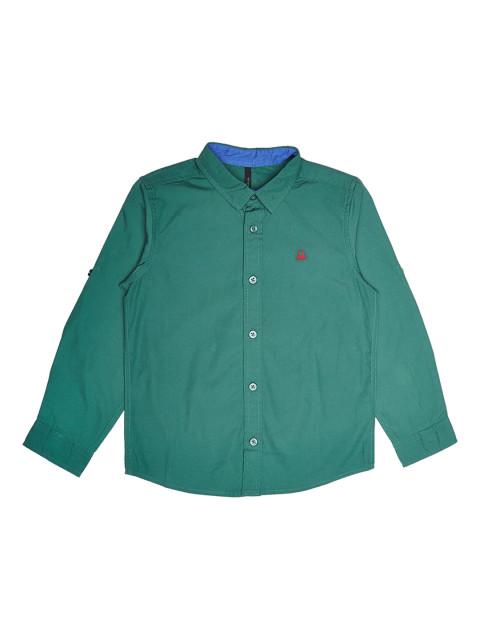 United Colors of Benetton Boys Green Regular Fit Solid Casual Shirt