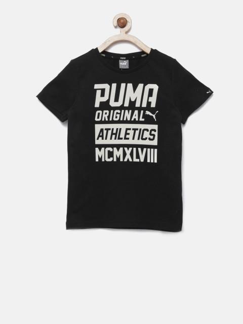 Puma Boys Black Printed Style Graphic DryCell T-shirt